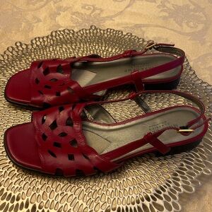 Mark Lemp classics by Walking Cradles Red Leather Slingback Sandals